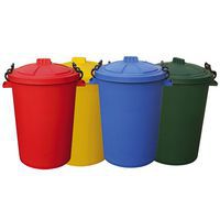 Coloured Plastic Dustbins with Clip Lids - 85L